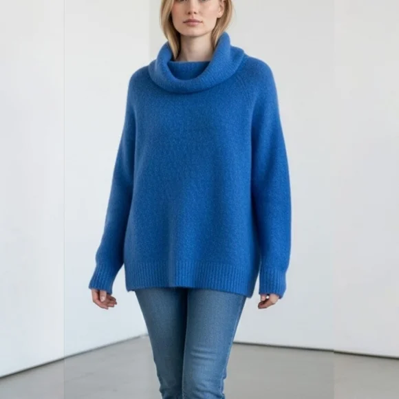 LOFT Teal Cowl Neck Sweater XS Blue Knit Business Casual Minimalist - Picture 1 of 9